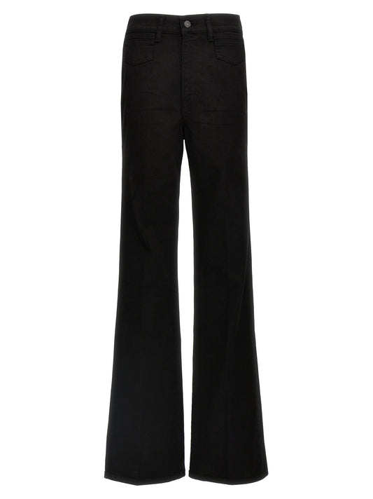Black Cotton Flared Jeans