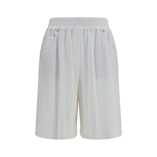 White Cotton Bermuda Shorts