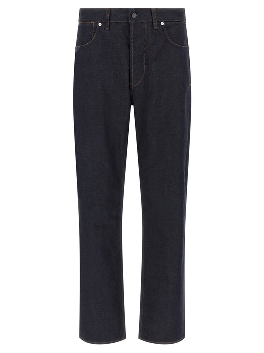 Blue Cotton Straight-Leg Jeans