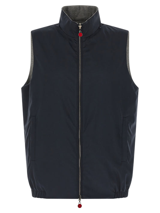 Blue Cotton Sleeveless Jacket
