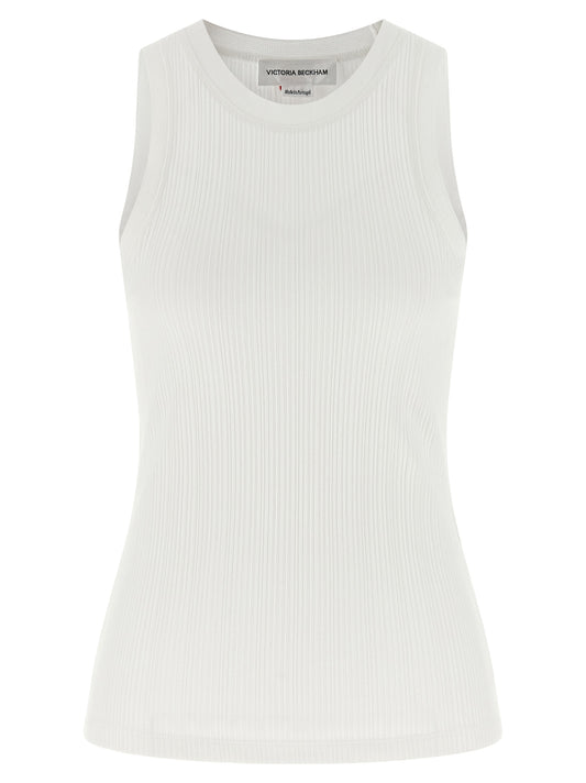 White Cotton Sleeveles T-Shirt