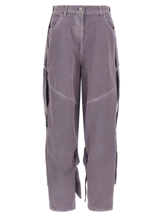 Purple Cotton Cargo Pants