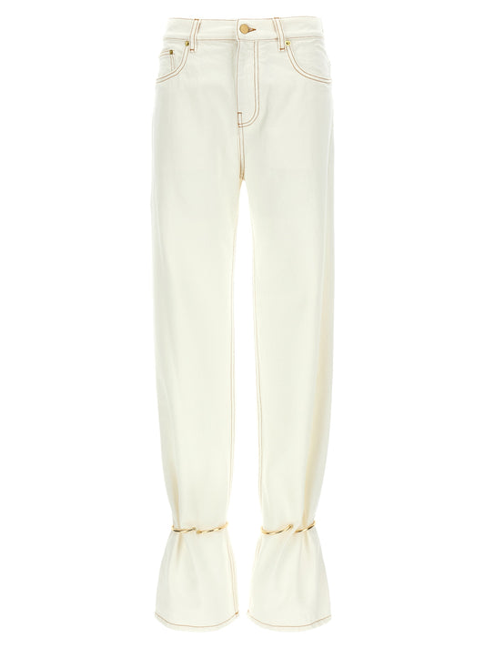 White Cotton Straight-Leg Jeans
