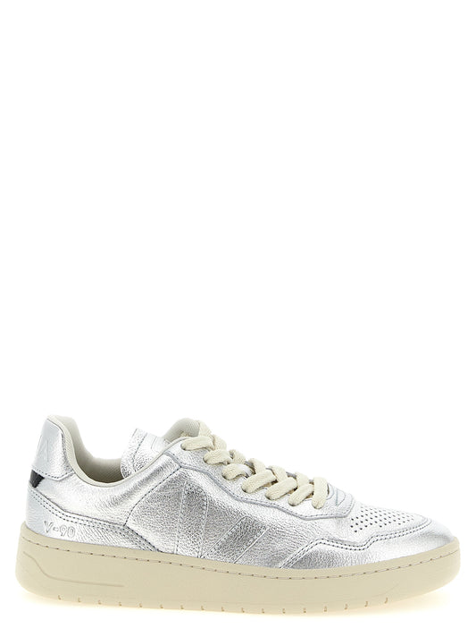 Silver Genuine Leather Low Top Sneakers