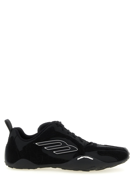 Black Polyester Athletic Sneakers