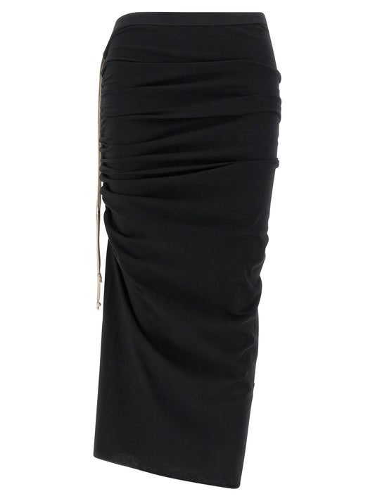 Black Cotton Midi Skirt