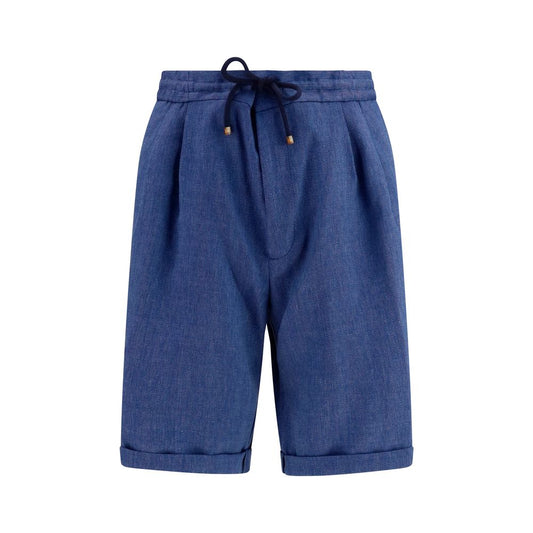 Blue Linen Bermuda Shorts