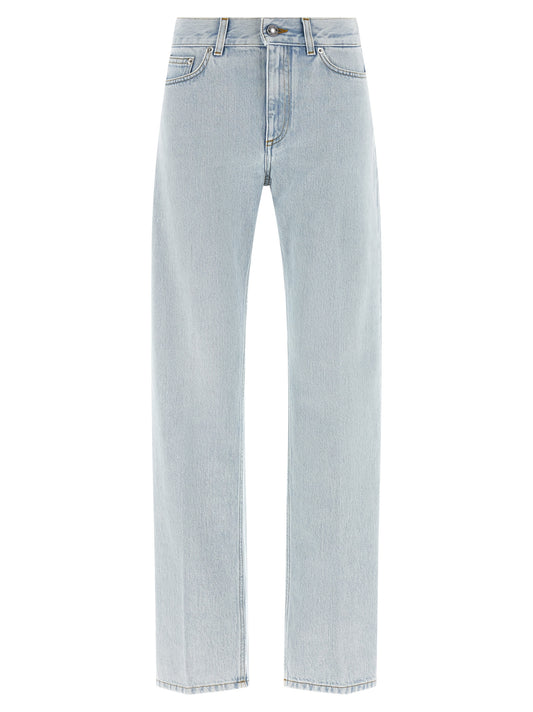 Blue Cotton Straight-Leg Jeans