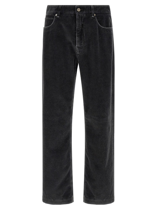 Gray Cotton Casual Pants