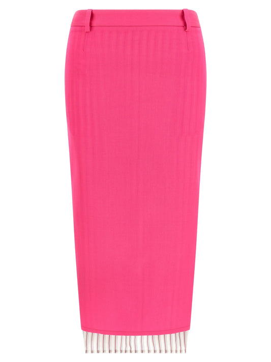 Fuchsia Virgin Wool Midi Skirt