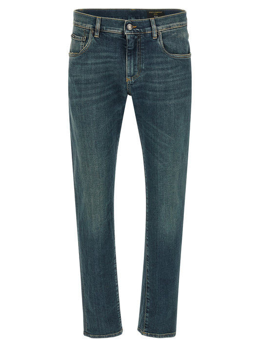 Blue Cotton Slim Fit Jeans