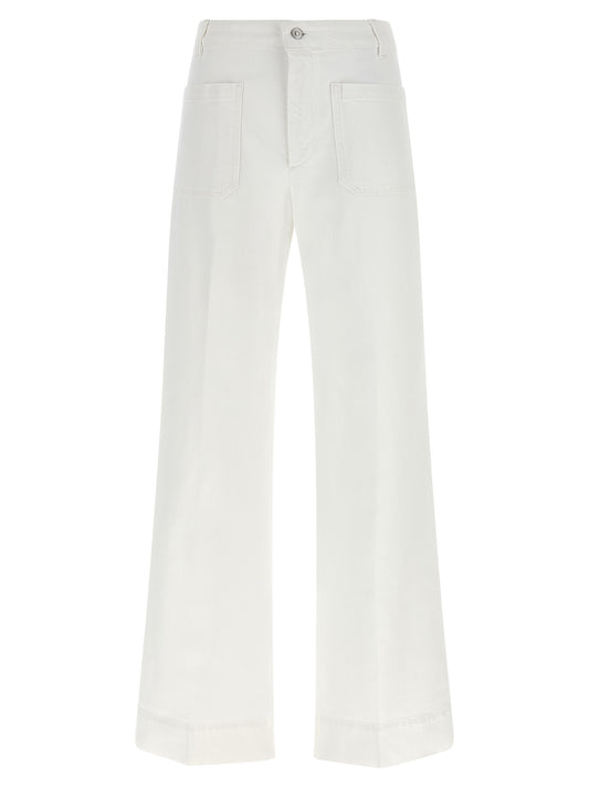 White Cotton Flared Jeans