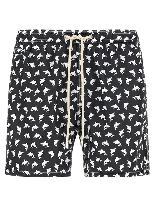 Bicolor Polyester Swim Shorts