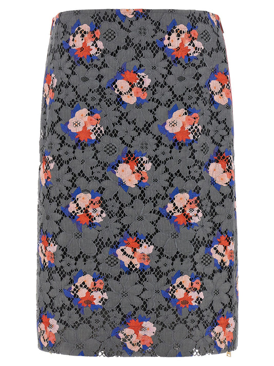 Gray Cotton Midi Skirt