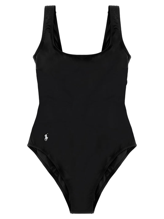 Black Nylon One-Piece Swimsuit