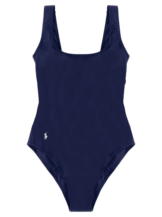Blue Nylon One-Piece Swimsuit