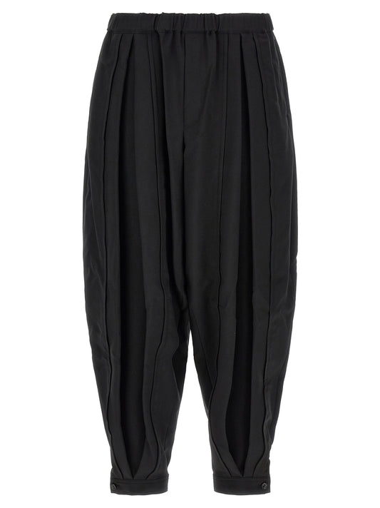 Black Polyester Casual Pants