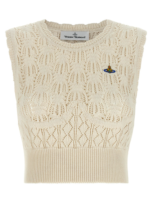 Beige Cotton Sleeveles T-Shirt