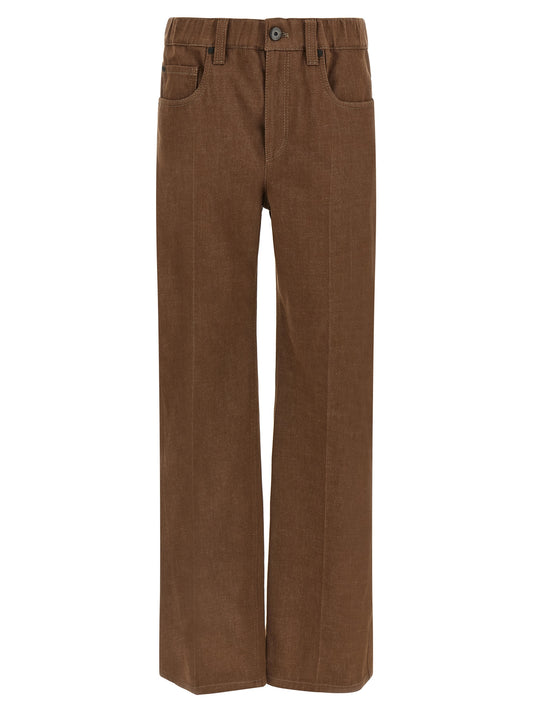 Brown Cotton Jeans Denim