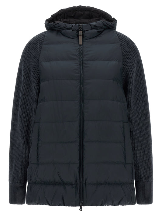 Blue Polyester Full-Length Jacket