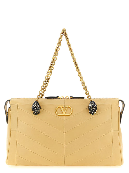 Beige Lamb Leather Shoulder Bag