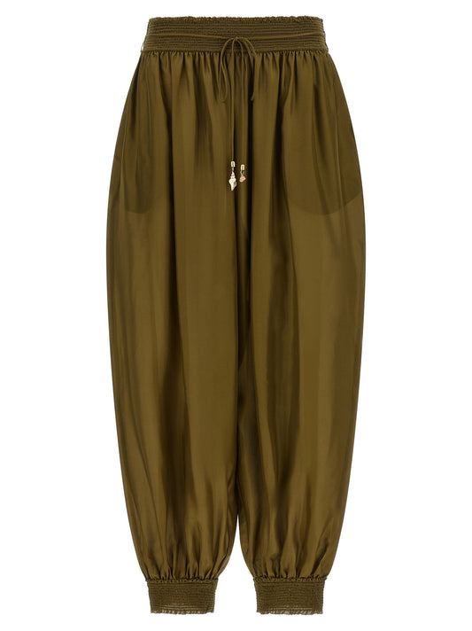 Bicolor Silk Casual Pants