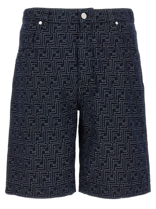Blue Cotton Bermuda Shorts