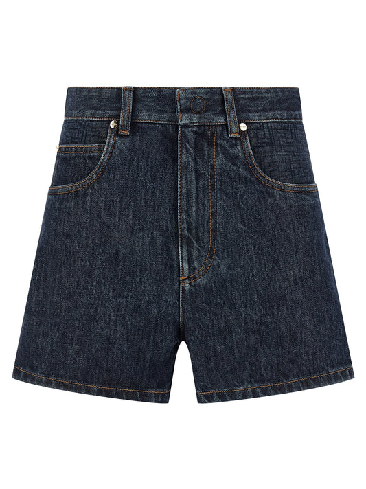 Blue Cotton Bermuda Shorts