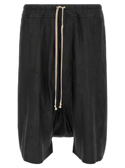 Black Lamb Leather Bermuda Shorts
