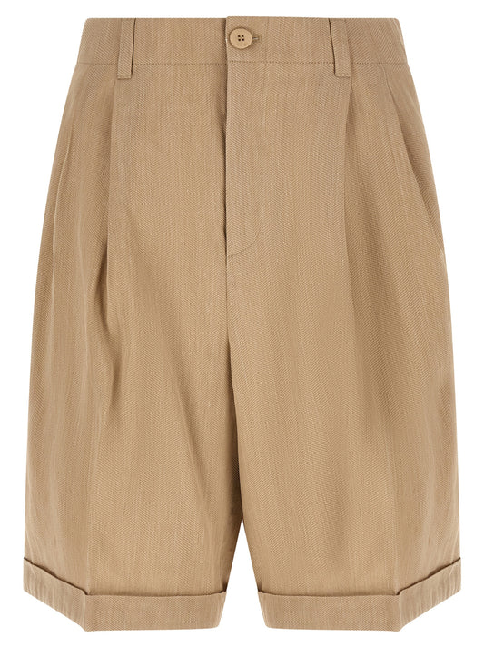 Beige Linen Bermuda Shorts