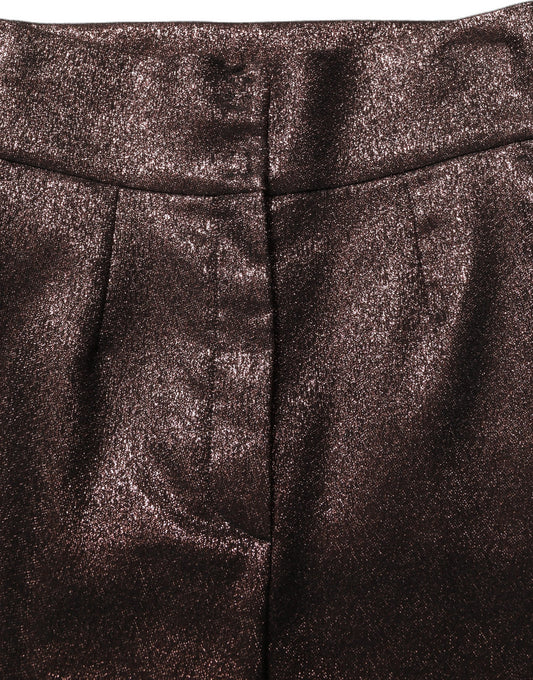 Metallic Brown High Waist Tapered Leg Pants