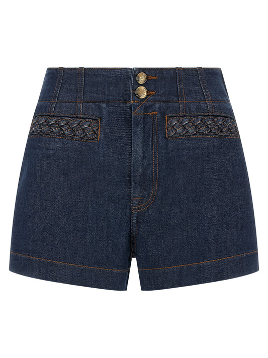 Blue Cotton Bermuda Shorts