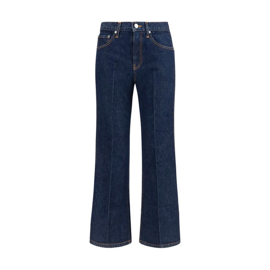 Blue Cotton Flared Jeans