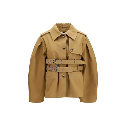 Beige Cotton Full-Length Jacket