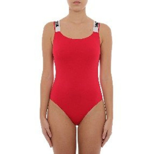 Red Cotton One-Piece Swimsuit
