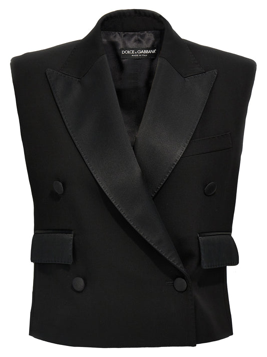 Black Silk Sleeveless Jacket