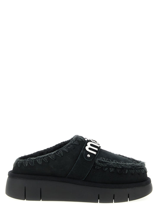 Black Lamb Leather Clogs