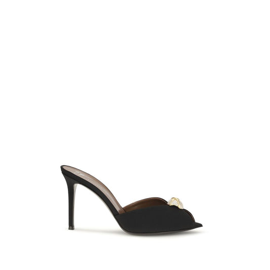 Black Calf Leather Bos Taurus Stiletto Heel Sandals