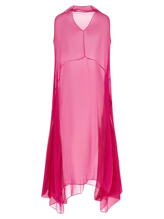 Fuchsia Silk Midi Dress