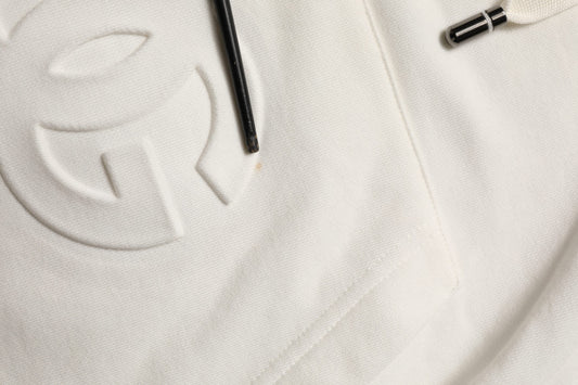 White Logo Hooded PulloverSweatshirt Sweater