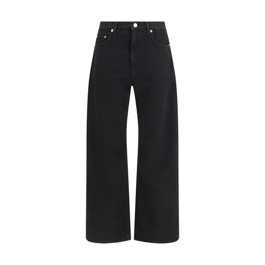 Black Cotton Straight-Leg Jeans