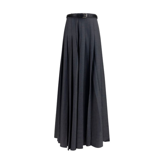 Gray Polyester Long Skirt