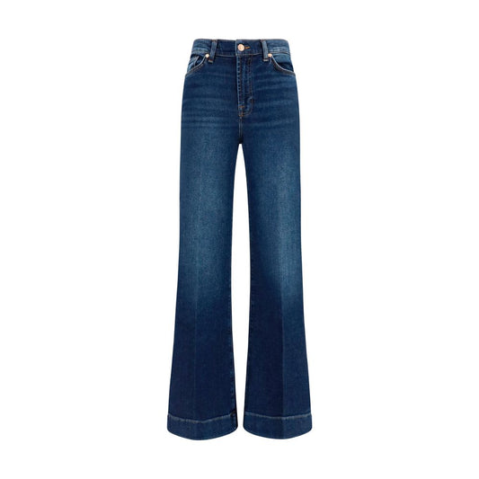Blue Cotton Flared Jeans
