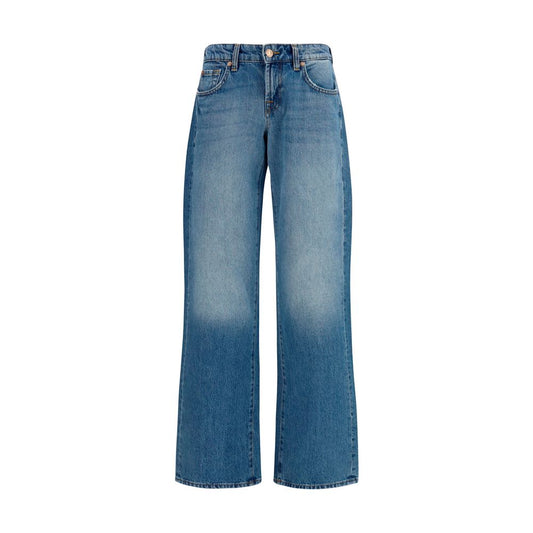 Blue Cotton Straight-Leg Jeans