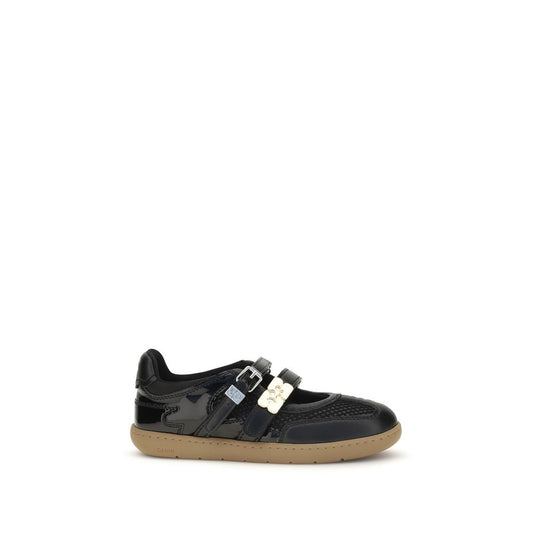 Black Polyester Ballet Flats