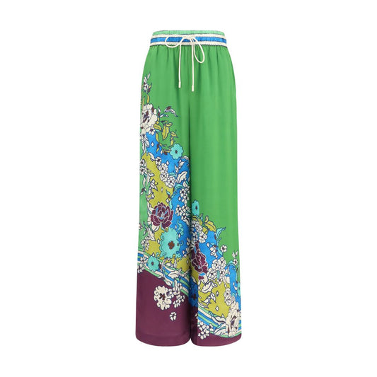 Multicolor Silk Casual Pants