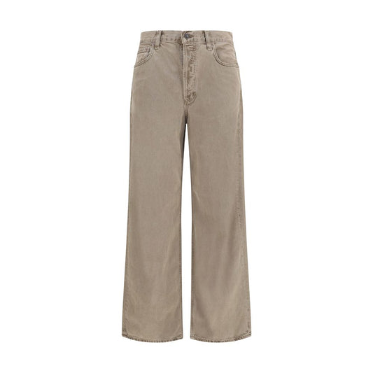 Brown Cotton Casual Pants