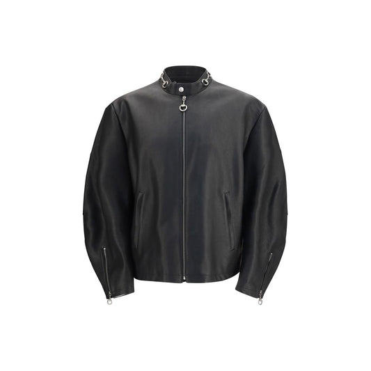 Black Calf Leather Bos Taurus Biker Jacket