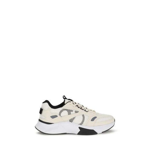 White Fabric Low Top Sneakers