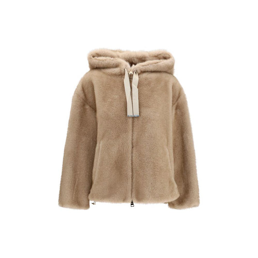 Beige Polyester Full-Length Jacket